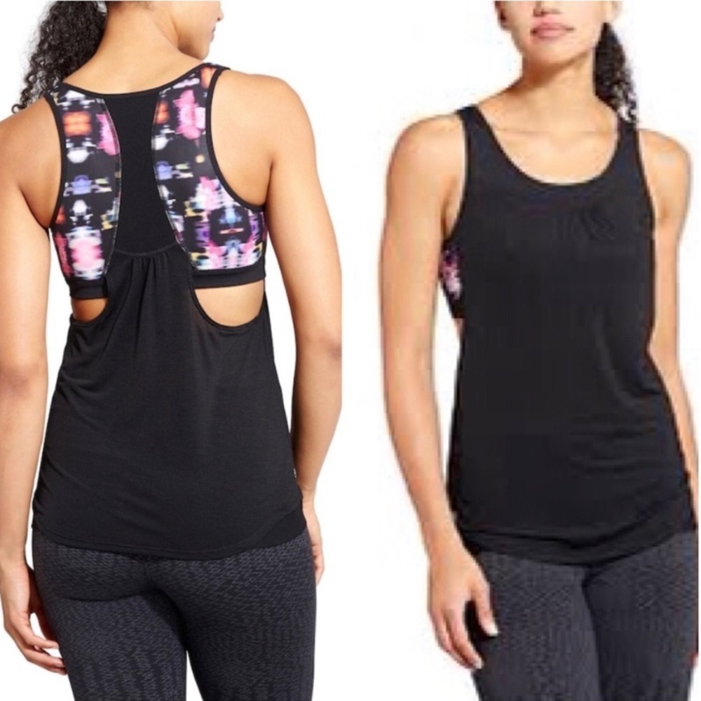 Athleta freedom supercharged tank black XXS built in sports bra Racerback